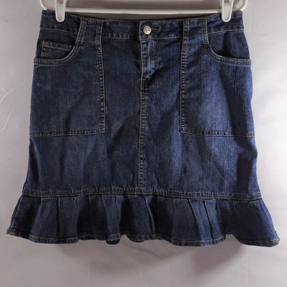 jean ruffle skirt
